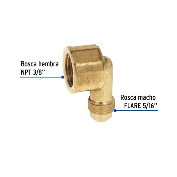 41059 - Codo para estufa a 90° de latón de 5/16' x 3/8', Foset