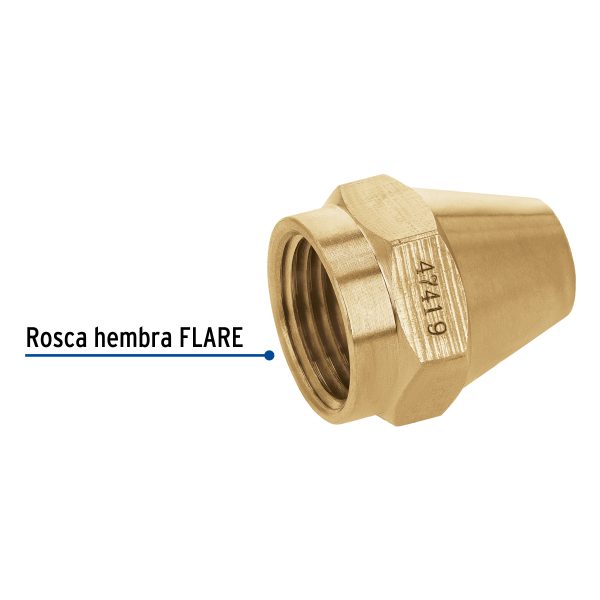 47419 - Tuerca cónica de latón 3/8', Foset