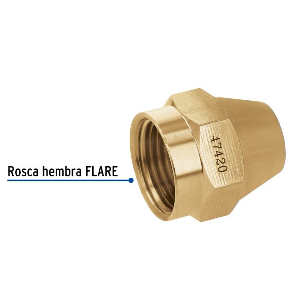 47420 - Tuerca cónica de latón 1/2', Foset