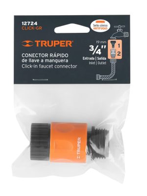 12724 - Conector 3/4' rápido de ABS grifo-manguera sistema click
