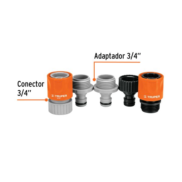 CLICK-SETFC1.jpg 12728 - Juego de 5 conectores 3/4' rápidos de ABS, sistema click