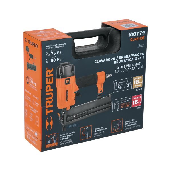 100779 - Clavadora y engrapadora neumática profesional, calibre 18