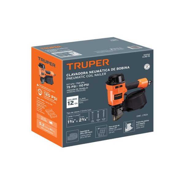 103722 - Clavadora neumática para clavo en rollo, 70mm, Truper