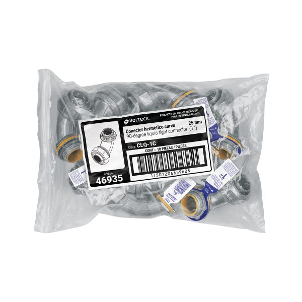 46935 - Conector curvo de 1' para tubo liquid tight, Volteck