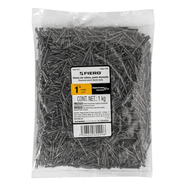 44495 - Bolsa con 1 kg de clavo estándar 1' sin cabeza, Fiero