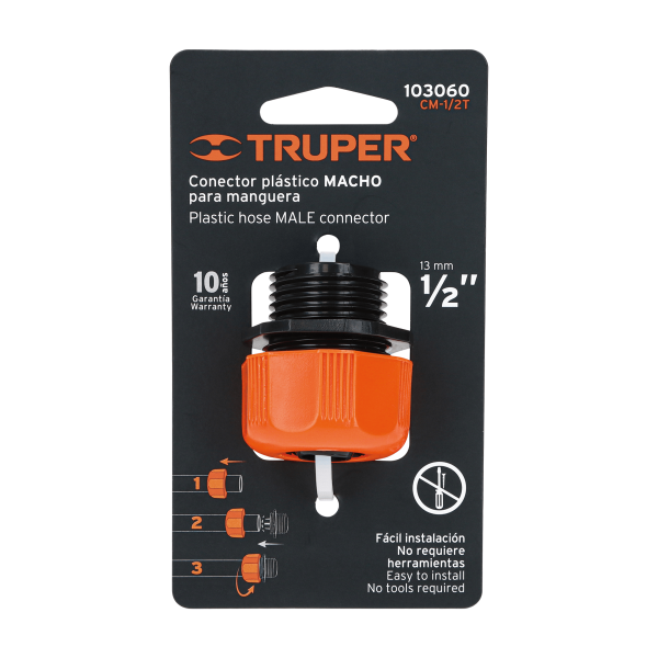 103060 - Conector 1/2' macho de ABS con tuerca de ajuste manual