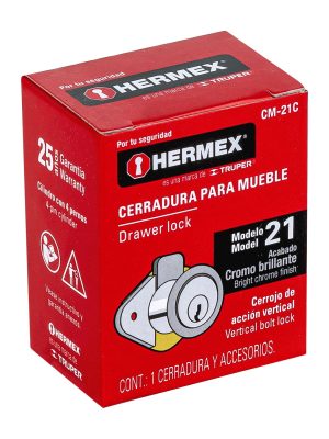 43558 - Cerradura para mueble, modelo 21, cromo, HERMEX
