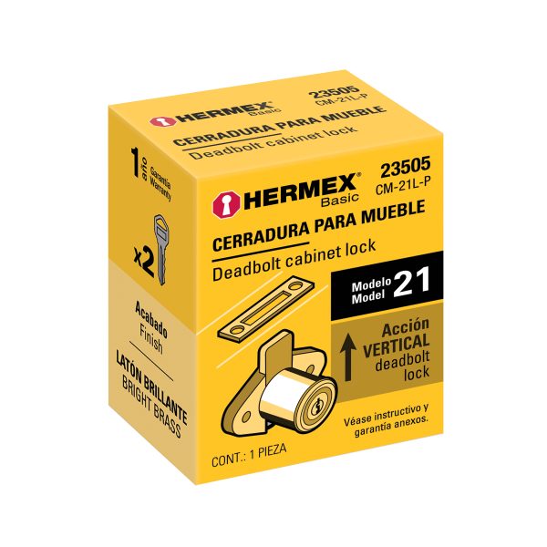 23505 - Cerradura para mueble, modelo 21, latón, HERMEX BASIC