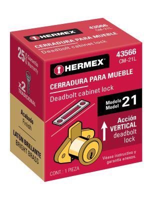 43566 - Cerradura para mueble, modelo 21, latón, HERMEX
