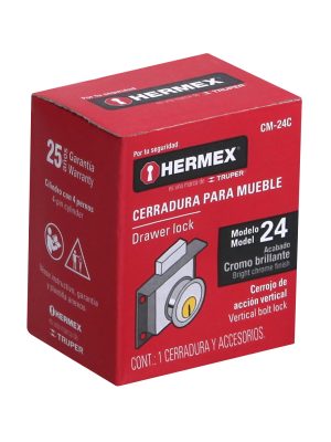 43557 - Cerradura para mueble, modelo 24, cromo, HERMEX