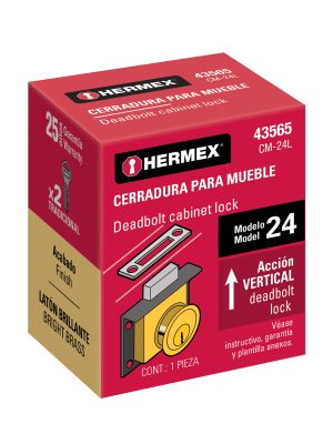 43565 - Cerradura para mueble, modelo 24, latón, HERMEX