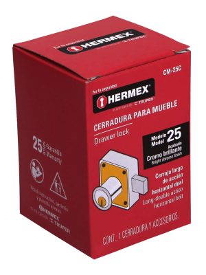 43559 - Cerradura para mueble, modelo 25, cromo, HERMEX