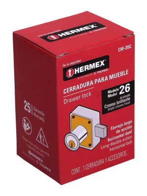 43560 - Cerradura para mueble, modelo 26, cromo, HERMEX