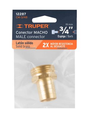 CM-3-4BE1.jpg 12287 - Conector 3/4' macho de latón sólido para manguera, Truper