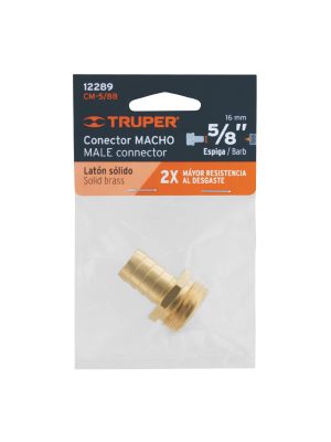 CM-5-8BE1.jpg 12289 - Conector 5/8' macho de latón sólido para manguera, Truper