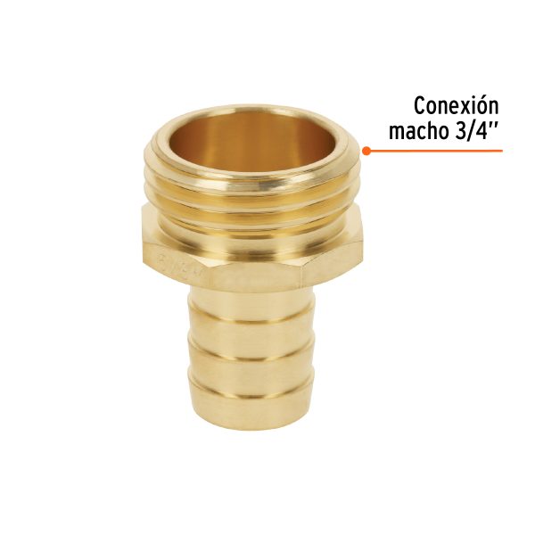 12289 - Conector 5/8' macho de latón sólido para manguera, Truper