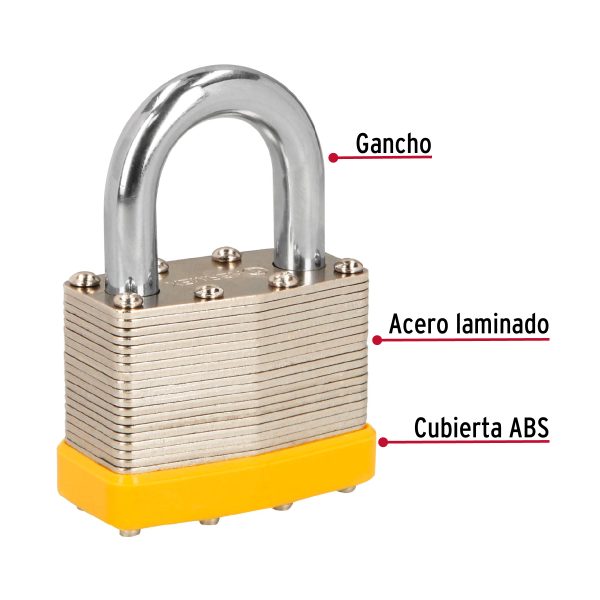 20508 - Juego de 4 candados cuerpo laminado, 50 mm, HERMEX BASIC