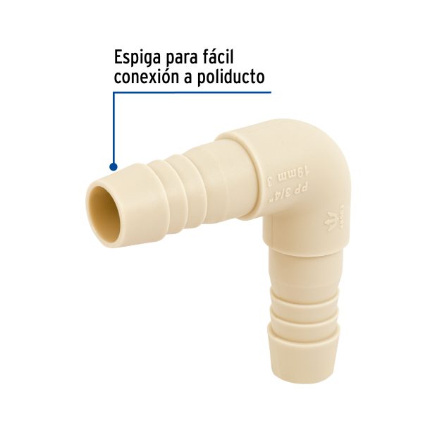 48563 - Codo 90° inserción de 3/4' de polipropileno, Foset