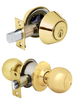 23619 - Combo cerraduras, llave-llave, latón brillante, Hemex BASIC