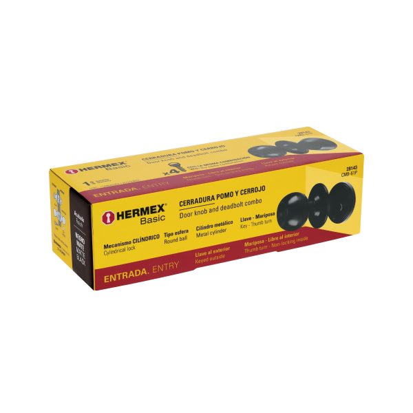 28143 - Combo cerraduras, llave-mariposa, Negro, HERMEX BASIC