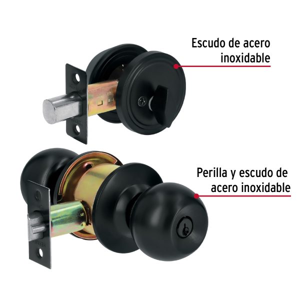 28143 - Combo cerraduras, llave-mariposa, Negro, HERMEX BASIC