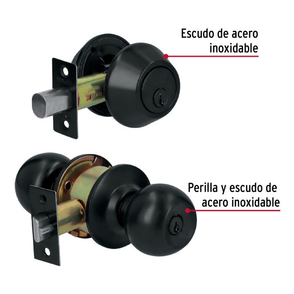 28144 - Combo cerraduras, llave-llave, Negro, Hemex BASIC