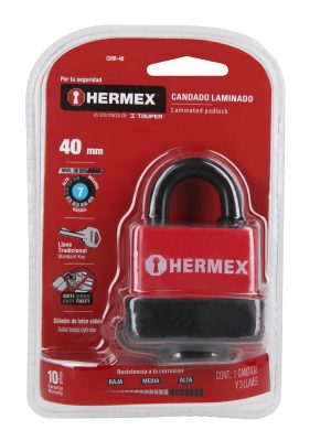 43367 - Candado laminado, recubierto de plástico, 40mm, blister