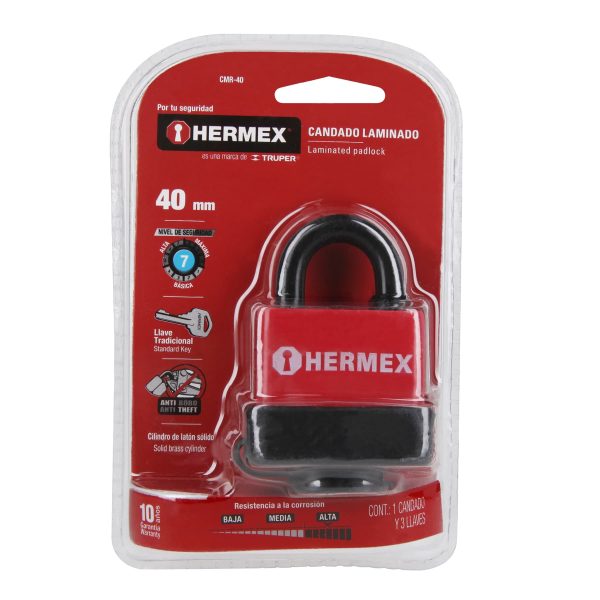 43367 - Candado laminado, recubierto de plástico, 40mm, blister