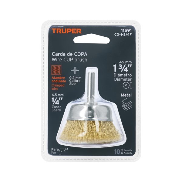 11591 - Carda de copa 1-3/4' alambre fino para taladro, Truper