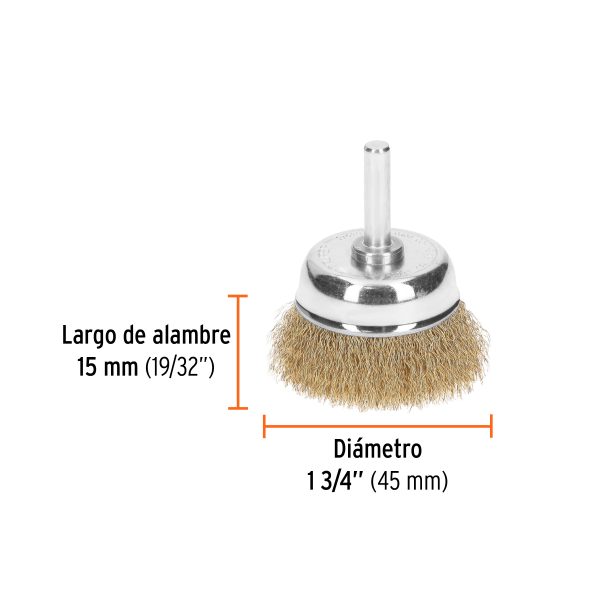 11591 - Carda de copa 1-3/4' alambre fino para taladro, Truper