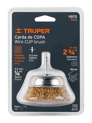 11572 - Carda de copa 2-3/4' alambre grueso para taladro, Truper
