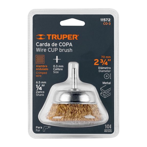 11572 - Carda de copa 2-3/4' alambre grueso para taladro, Truper