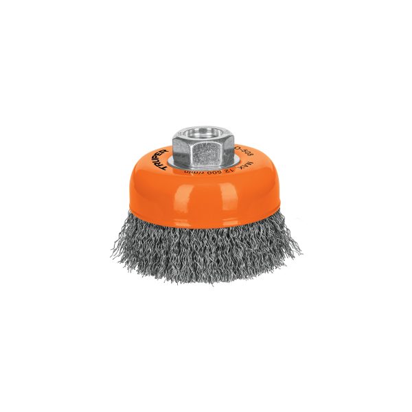 14182 - Carda copa 3' alambre ondulado fino, eje 5/8'-11, Truper