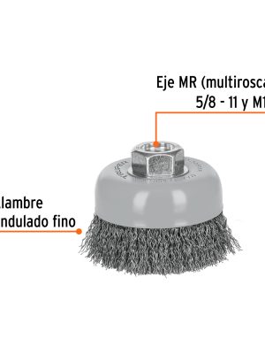 CO-508MRFC1.jpg 100857 - Carda copa 3' alambre ondulado fino, Multi-rosca, Truper