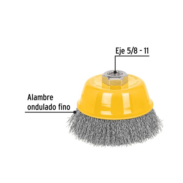 28263 - Carda copa 4' alambre ondulado fino, eje 5/8'-11, Pretul