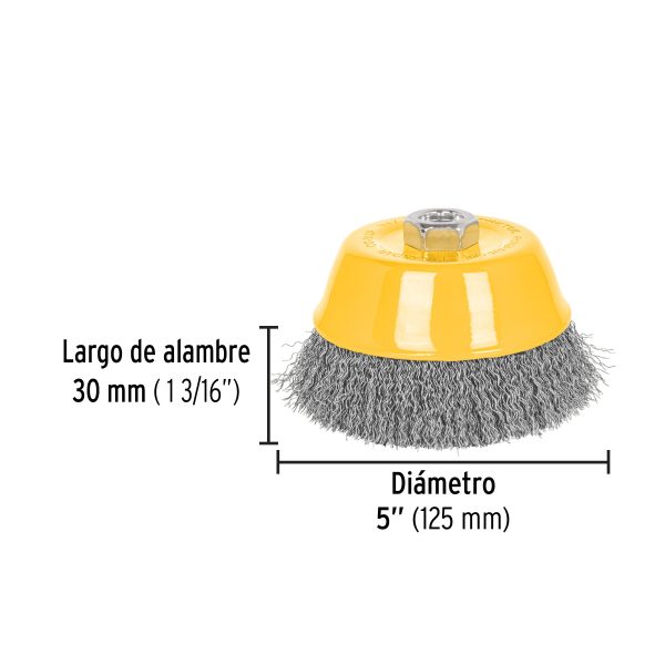 28264 - Carda copa 5' alambre ondulado fino, eje 5/8'-11, Pretul