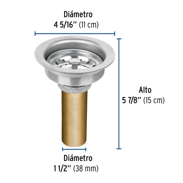 49352 - Contracanasta 3-1/2' inox, tubo latón, Foset