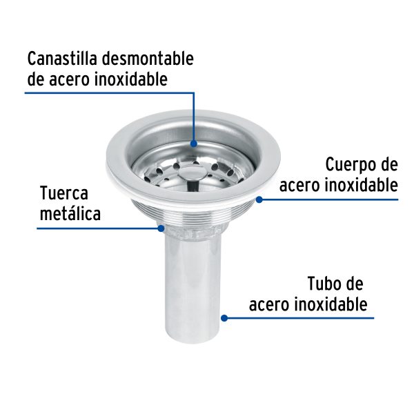 47452 - Contracanasta 3-1/2' inox, tubo inox, Foset