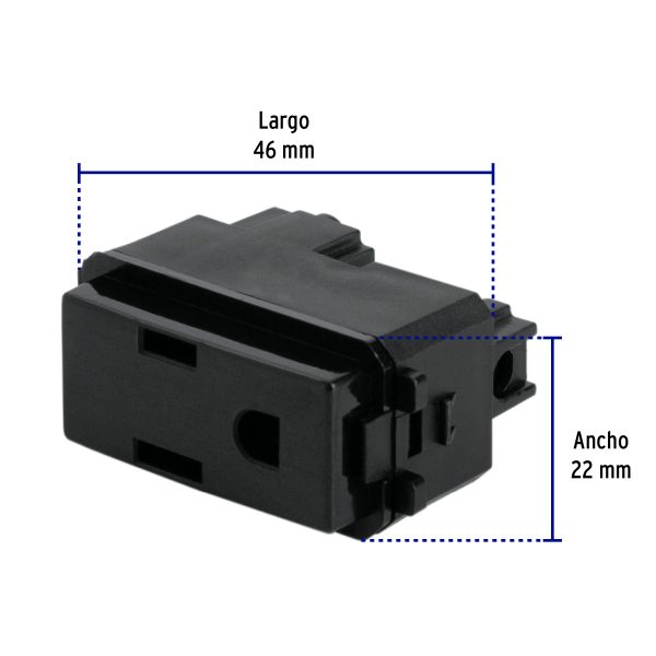 47605 - Contacto sencillo, 2 polos + tierra, línea Italiana, negro