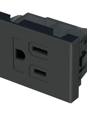 47992 - Contacto aterrizado, 1.5 módulos, línea Española, negro