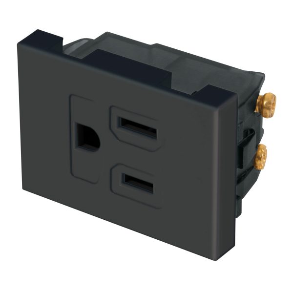 47992 - Contacto aterrizado, 1.5 módulos, línea Española, negro