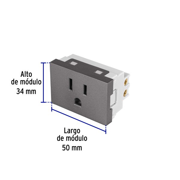 47828 - Contacto aterrizado acero inox de 1.5 módulos, línea Lisboa