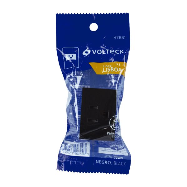 47881 - Contacto aterrizado negro de 1.5 módulos, línea Lisboa