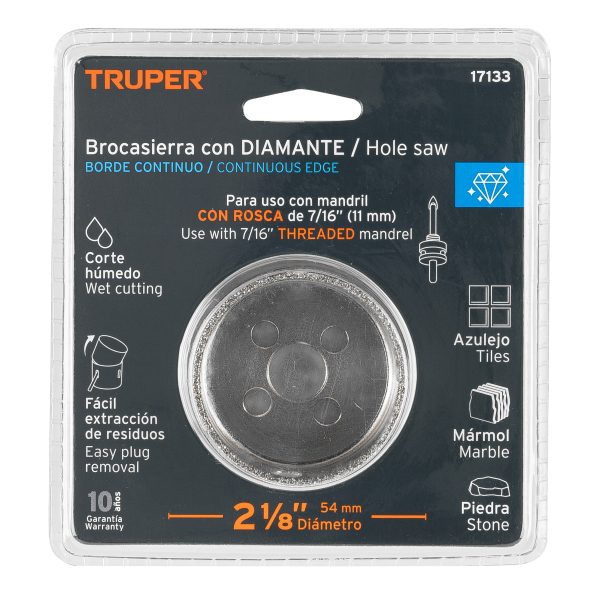 17133 - Brocasierra diamante 2-1/8' borde continuo, Truper