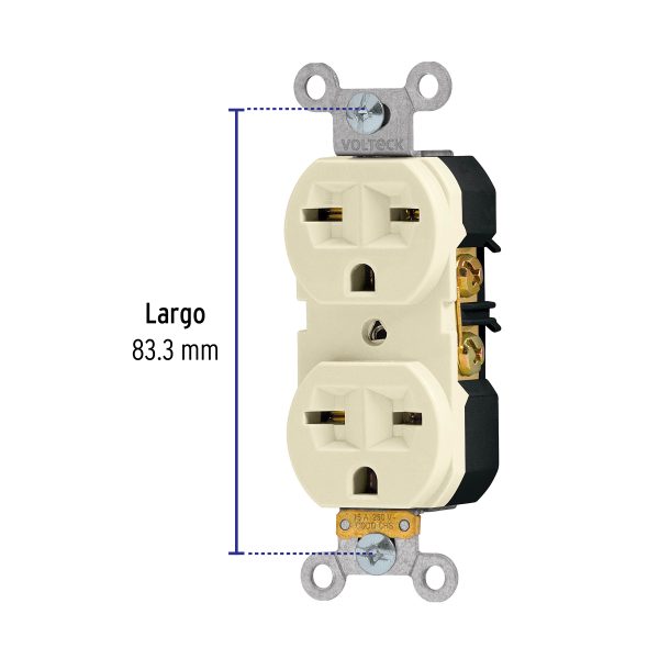 46104 - Contacto dúplex, cara de chino, Standard, marfil, Volteck