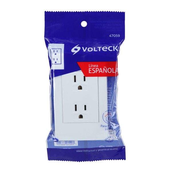 47059 - Placa armada contacto dúplex, 3 módulos, Española, blanco