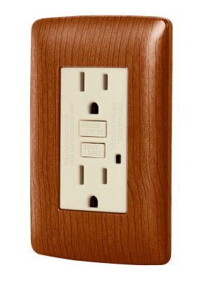 49813 - Contacto dúplex falla a tierra GFCI, madera, línea Italiana