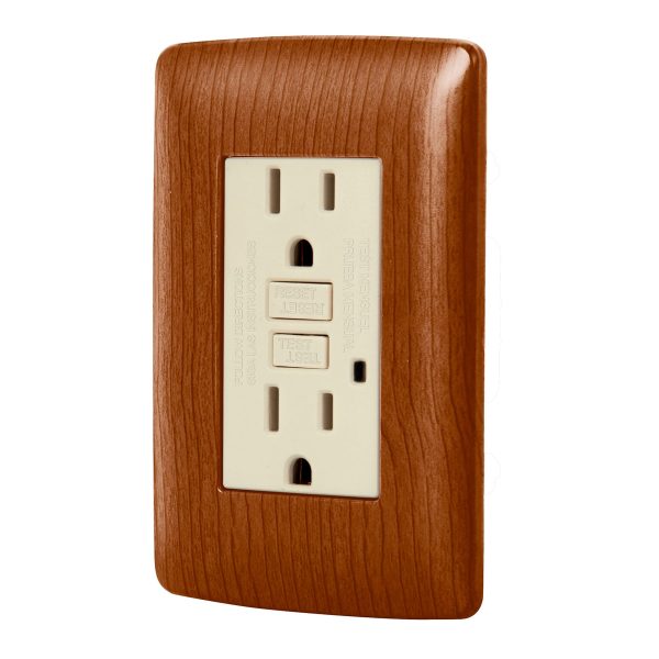 49813 - Contacto dúplex falla a tierra GFCI, madera, línea Italiana