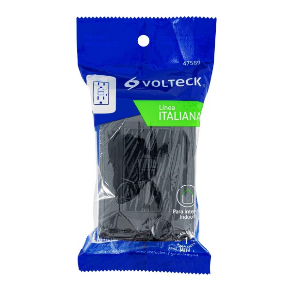 47589 - Contacto dúplex falla a tierra GFCI, negro, línea Italiana