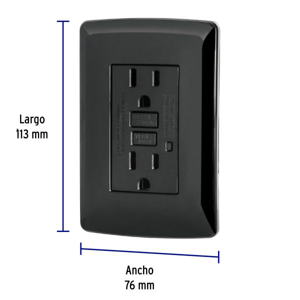 47589 - Contacto dúplex falla a tierra GFCI, negro, línea Italiana